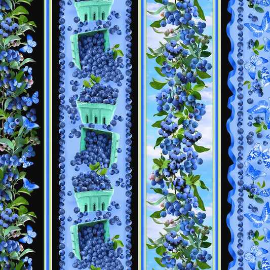 8278 Benartex Designer Fabrics Blueberry Hill Blueberry Hill Stripe Blue 12638-55