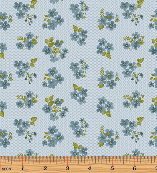 8283 Benartex Designer Fabrics Garden Happy Honeycomb Floral Blue 09423-55