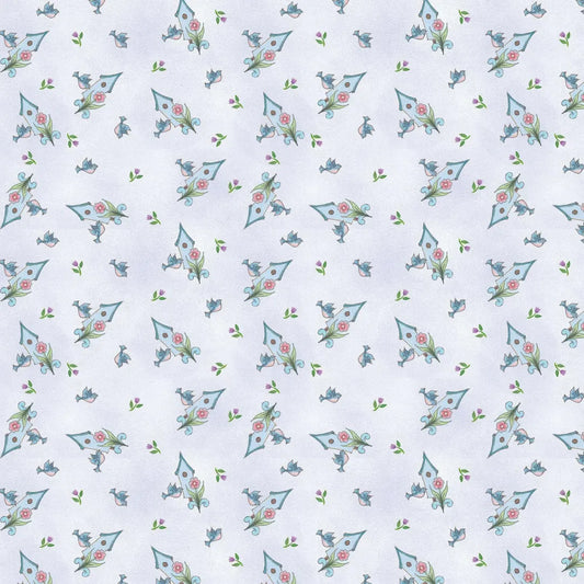 1081 Benartex Designer Fabrics Garden Angels Garden Birdhouse Toss Light Purple 13323-06