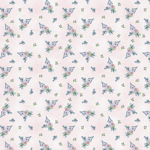 1082 Benartex Designer Fabrics Garden Angels Garden Birdhouse Toss Light Pink 13323-01