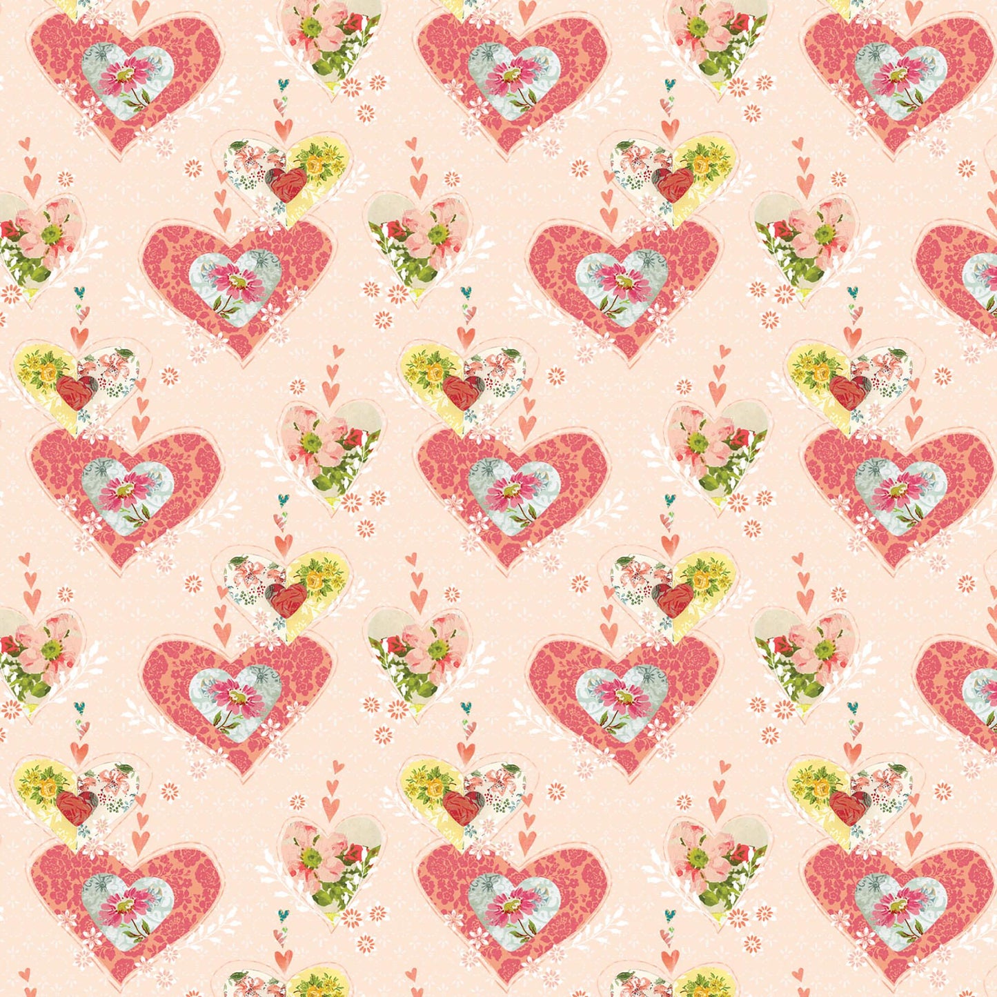 8291 Benartex Designer Fabrics Be The Light Hearts on Light Rose 12998-01