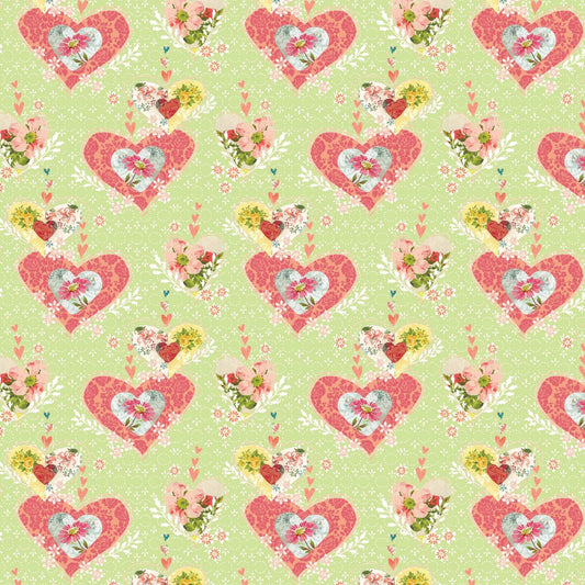 8292 Benartex Designer Fabrics Be The Light Hearts on Light Green