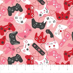 8293 Camelot Fabrics Be My Player 2 Let's Game Together Pink 27210101