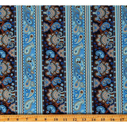 Lady Katheryn Fabri-Quilt #9304 Blue Paisley Stripe