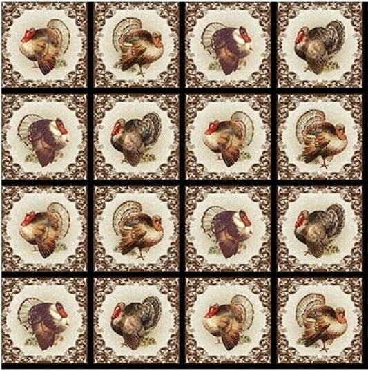 Benartex Turkey Time Squares Natl Multi 13102-70