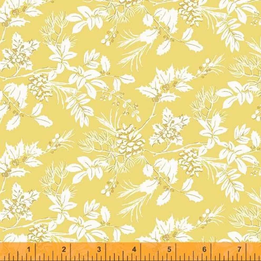 8611 Windham Fabrics Frosted Forest Winter Foliage Golden Metallic 52999M-4