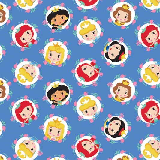 8648 Camelot Fabrics Disney Princess Kawaii Cute Little Princess Frames 85101901 Blue