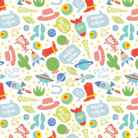 8654 Camelot Fabrics Disney Pixar Toy Story Toy Phrases White 85410406