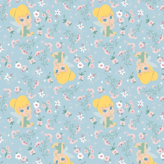 8656 Camelot Fabrics Disney Tinker Bell Neverland Gardens Light Blue 85400304