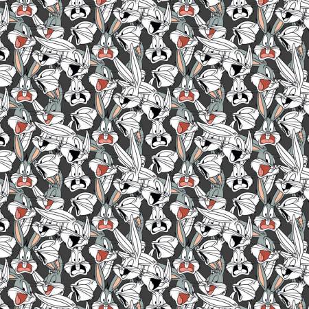 8663 Camelot Fabrics Looney Tunes Bugs Bunny Expressions Charcoal 23600162