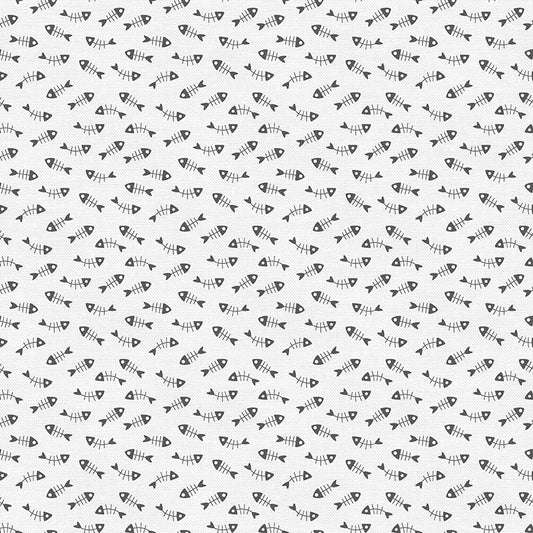 8689 Paintbrush Studios Fabrics Tails & Whiskers Fish Bones White 120-21630