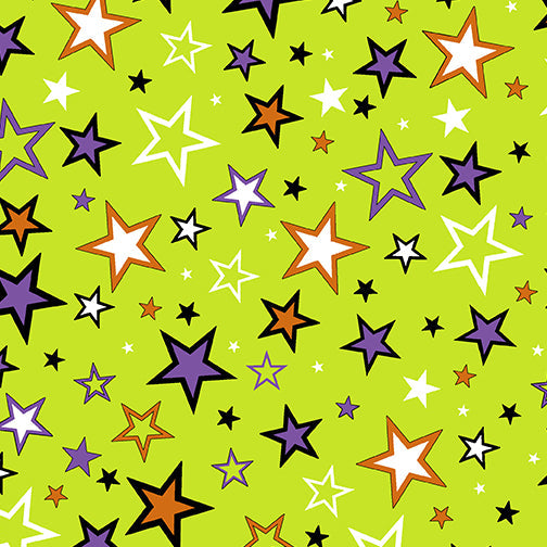 8698 Benartex Designer Fabrics Halloween Party Star Party Lime 12558-44