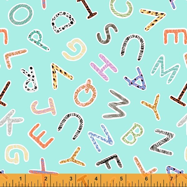 8712 Windham Fabrics A is for Animals ABC's Sky Blue 52977-1
