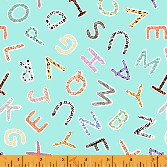 8712 Windham Fabrics A is for Animals ABC's Sky Blue 52977-1