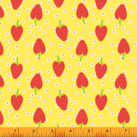 8711 Windham Fabrics Sew Good Strawberries on Yellow 52884-13