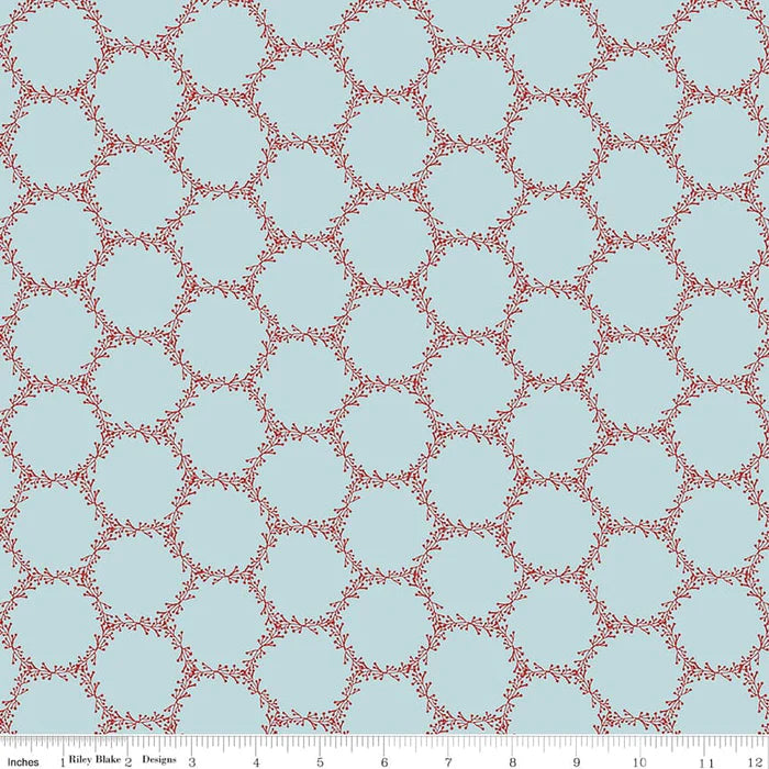 8714 Riley Blake Designs Winterland Hexi Holly C10712 Light Blue