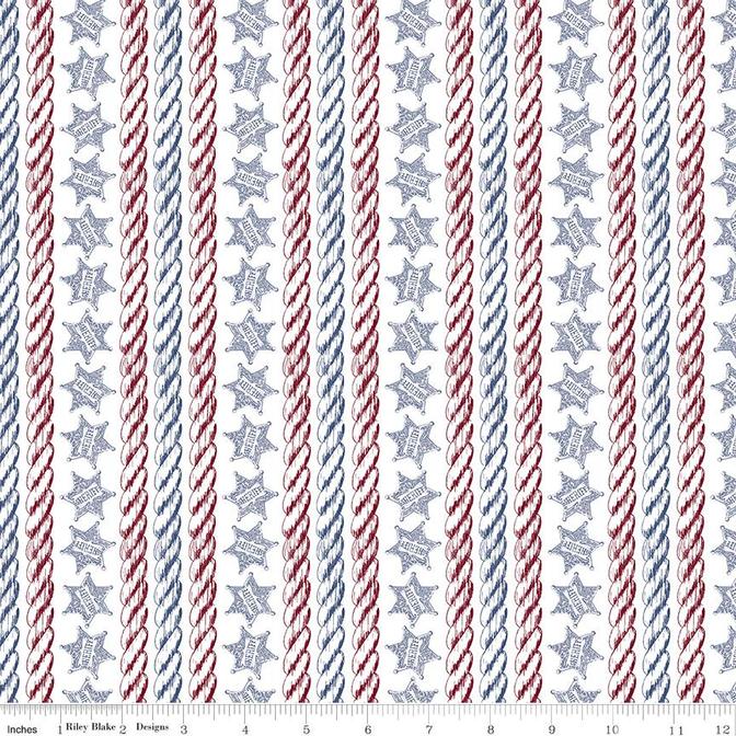 8717 Riley Blake Designs John Wayne Americana Ropers And Stars White C9471