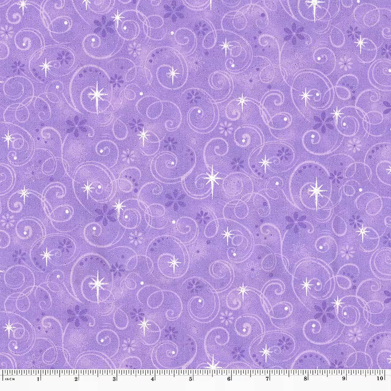 8735 Fabric Traditions Make Believe Glitter Swirls Light Purple
