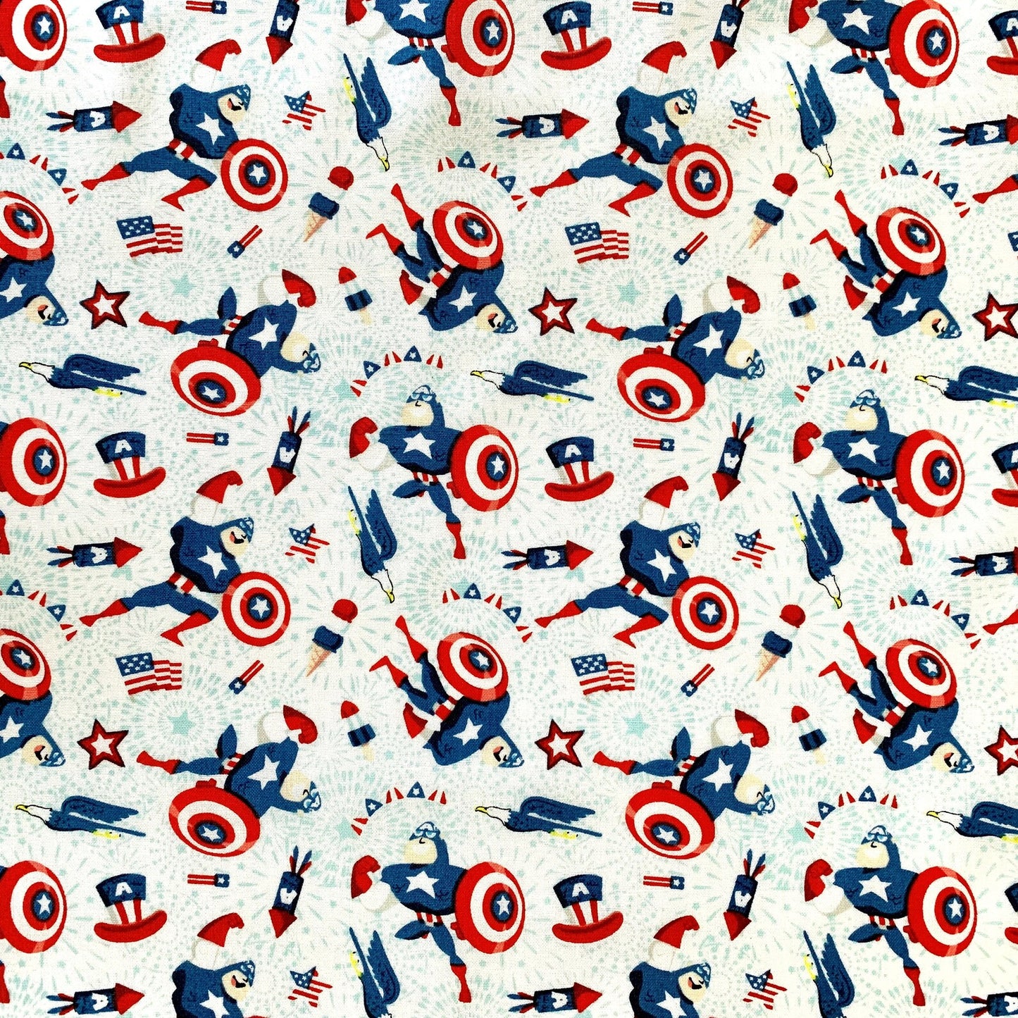 8749 Camelot Fabrics Licensed Marvel Comics Captain American Patriotic Toss 13021004WM01