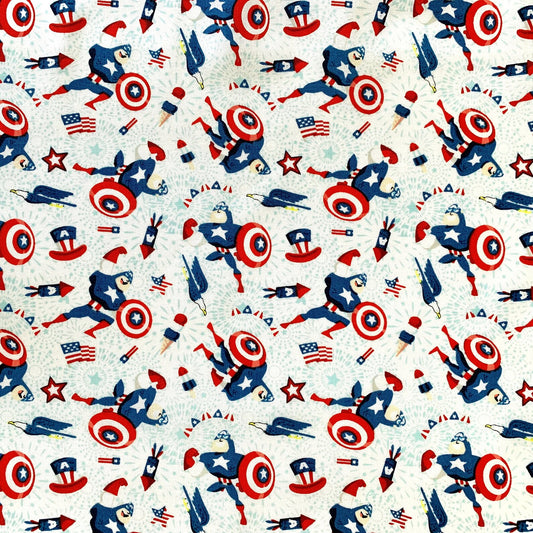 8749 Camelot Fabrics Licensed Marvel Comics Captain American Patriotic Toss 13021004WM01