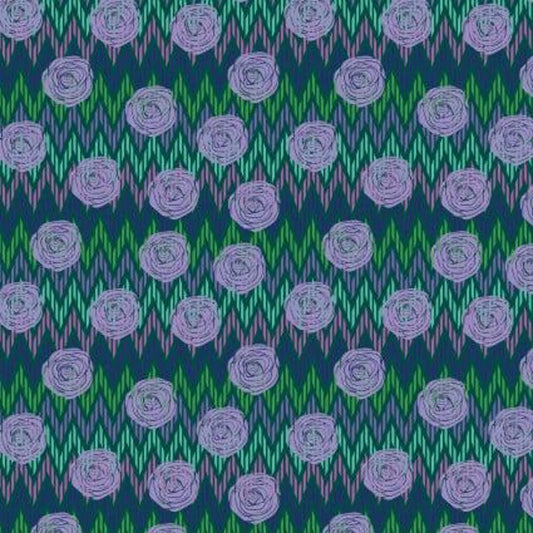 8758 Benartex Designer Fabrics Not Your Mama's Garden Roses Peacock 13624-83