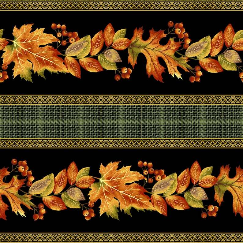 8761 Benartex Designer Fabrics Autumn Elegance Stripe Black Multi 1666M-99