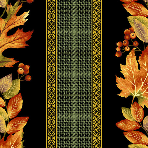 8761 Benartex Designer Fabrics Autumn Elegance Stripe Black Multi 1666M-99