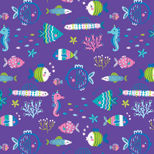 8770 Benartex Designer Fabrics Mystical Mermaids Underwater Friends Purple CP12519