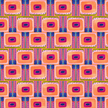 RJR Fabrics Floret Geometric Flower Board Orange KK101-OR1