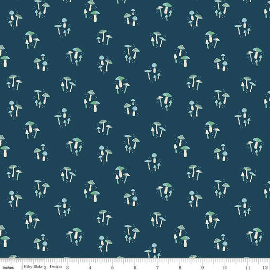 Riley Blake Wildwood Wander Mushrooms C12433 Navy