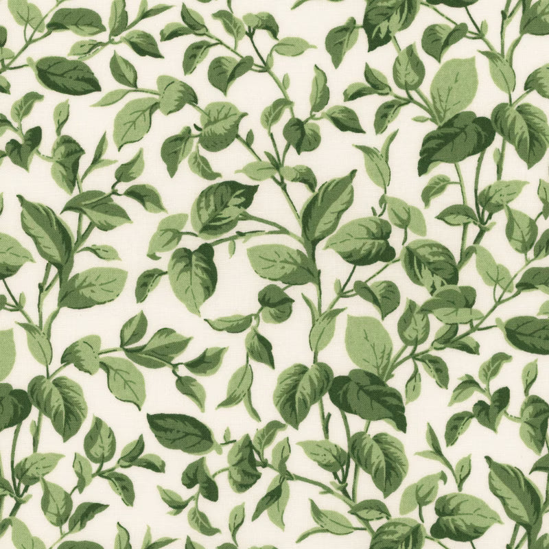 8998 Maywood Studio Lilac Lane Green Leaves on White
