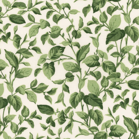 8998 Maywood Studio Lilac Lane Green Leaves on White
