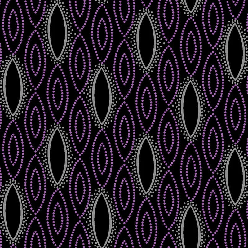 Clothworks Purple Reign Geometric Black
