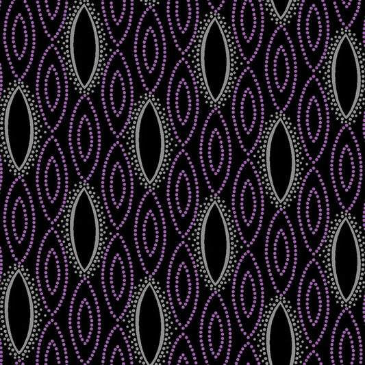 Clothworks Purple Reign Geometric Black