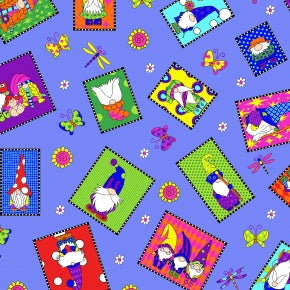 RJR Fabrics Garden Gnomes Gnome Family Portraits Periwinkle SM402-PE1