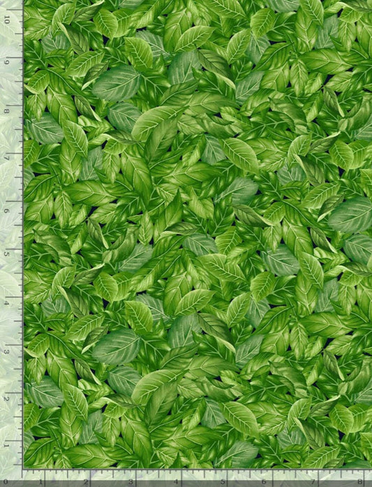 9002 Timeless Treasures Cherry Pie Packed Cherry Leaves Green CD1549