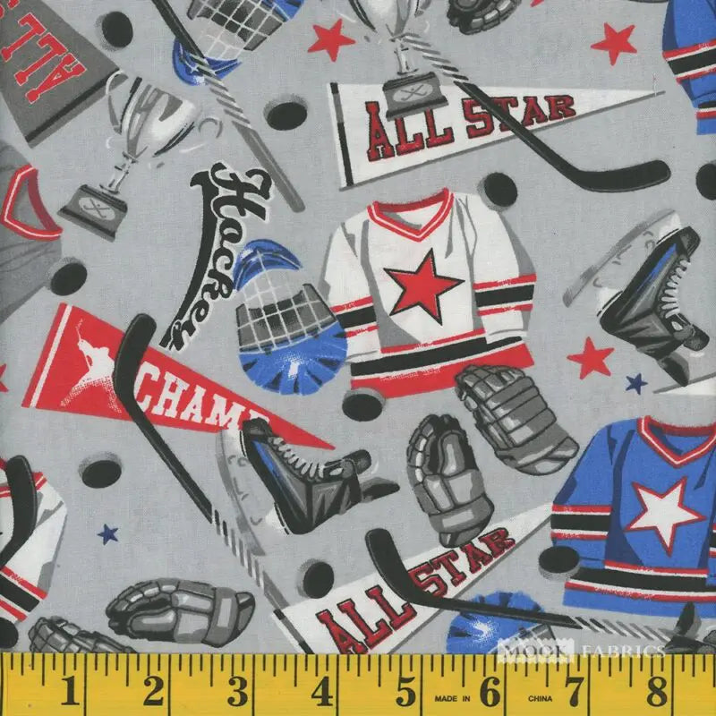 8077 Mook Fabrics Hockey Gear Grey 91690