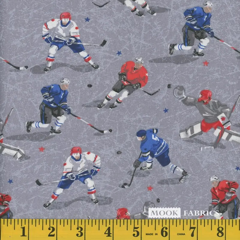 8078 Mook Fabrics Hockey Players Grey 91698