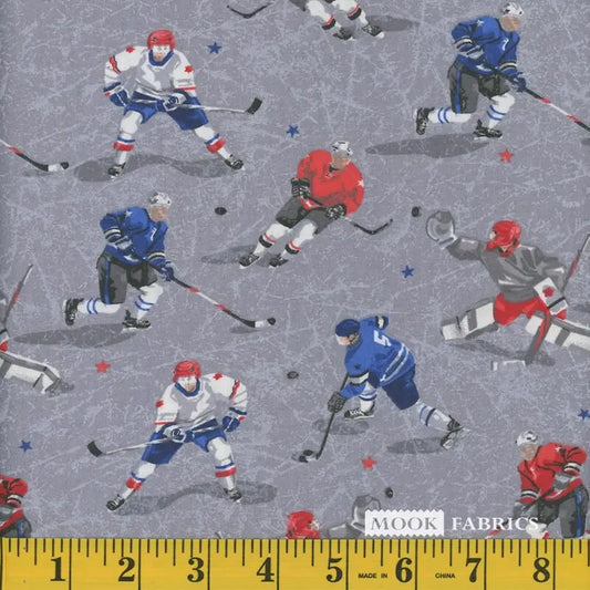 8078 Mook Fabrics Hockey Players Grey 91698