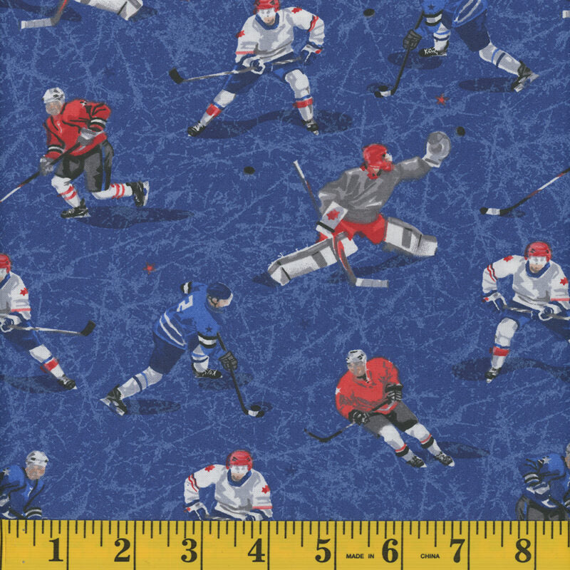 8081 Mook Fabrics Hockey Players Navy 91701