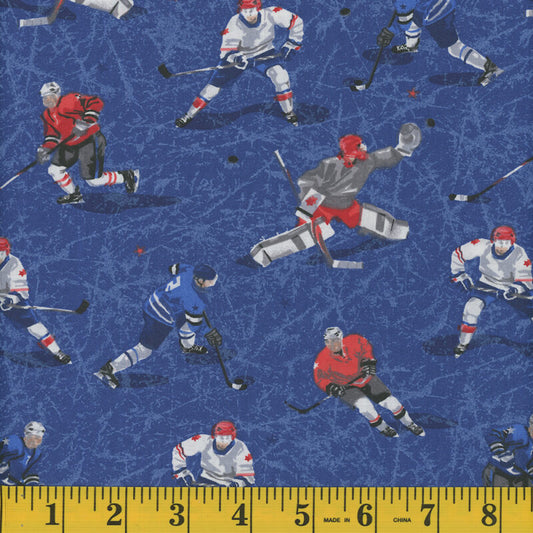 8081 Mook Fabrics Hockey Players Navy 91701