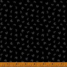 9322 Windham Fabrics Opposites Attract Tiny Buds Black on Black 52996A-2