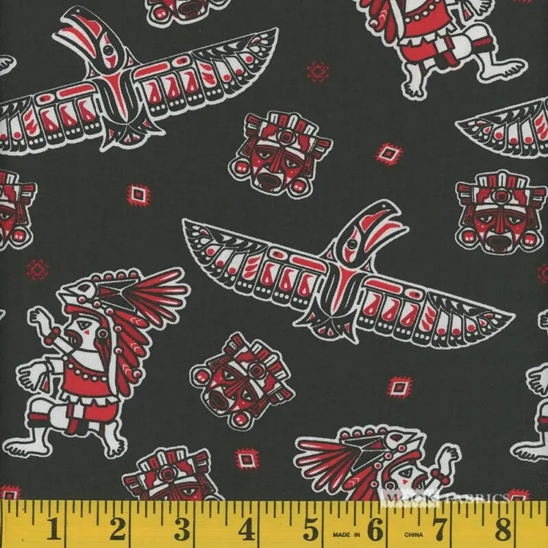 8082 Mook Fabrics Southwest Eagles Black Red 93633