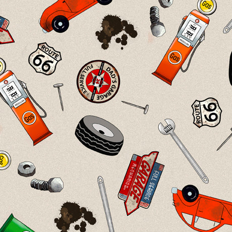 QT Fabrics Mister Mechanic Motifs Toss 1649-28874-K