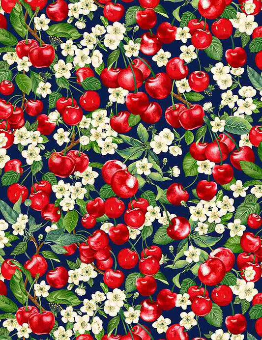 Timeless Treasures Packed Cherries and Flowers CD1544