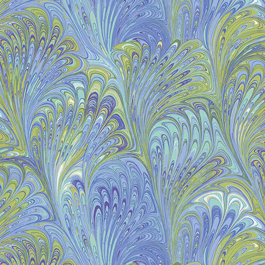 9449 Benartex Designer Fabrics Flower Festival Swirl Fan Pale Blue 1036-05
