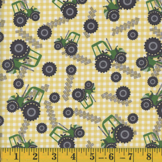 9515 Mook Fabrics Little Farm Tractor Yellow 122391