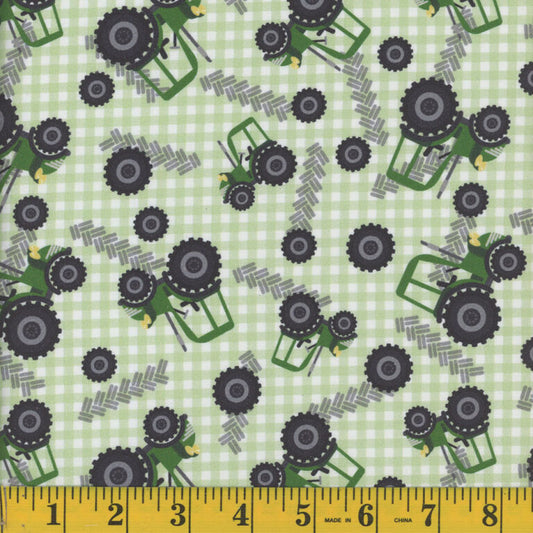 9516 Mook Fabrics Little Farm Tractor Green 122470