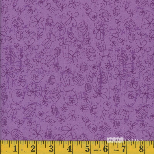 9529 Mook Fabrics Easter Doodles Bright Purple 112504