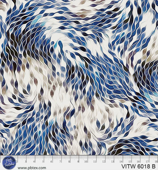 9567 P&B Textiles 108" Wide Back Harmonious Strokes Blue VITW06018B